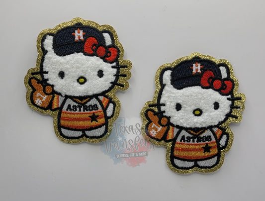 Houston Chenille Kitty Iron-On PATCH - Texas Transfers and Designs