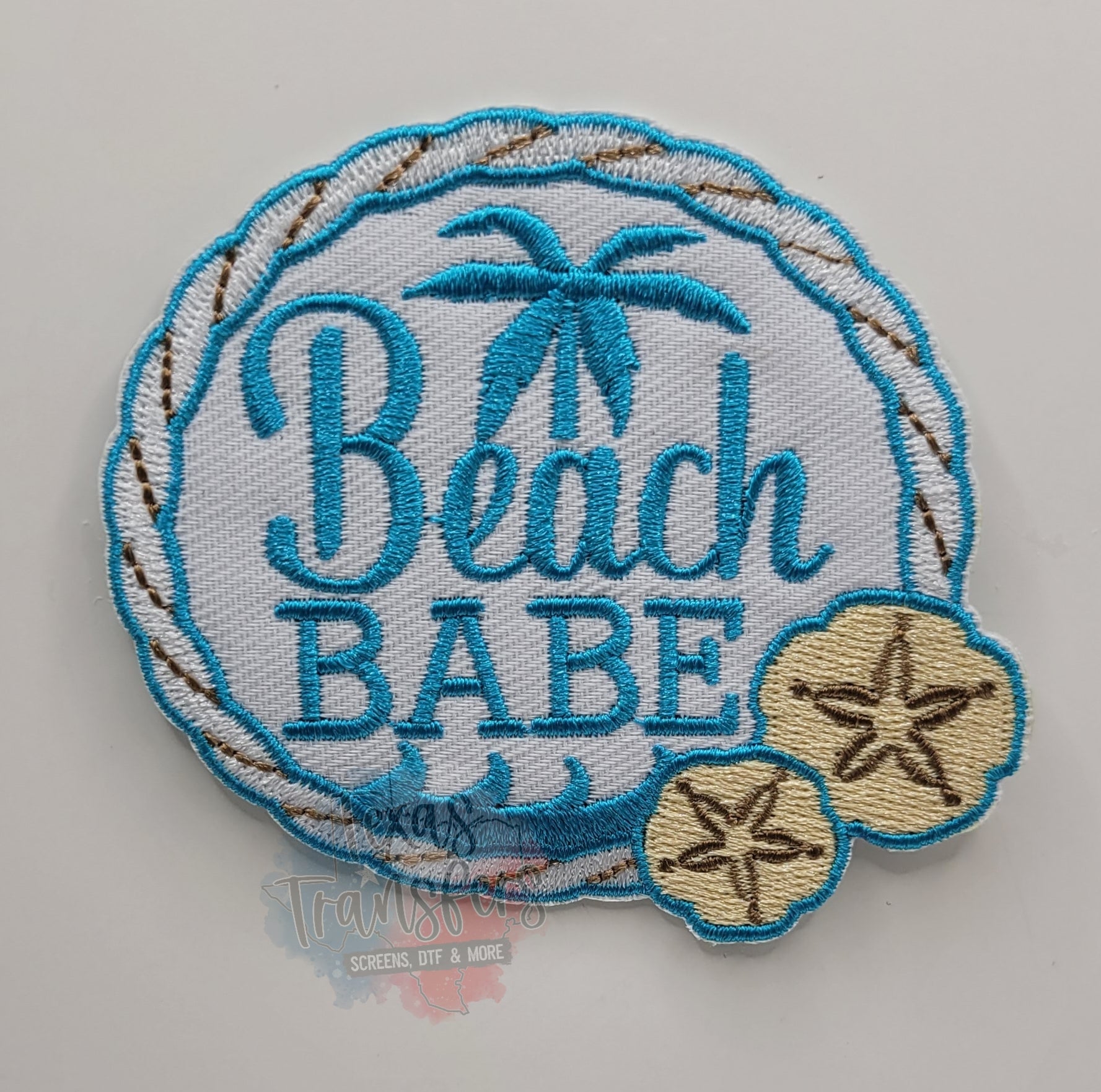 Beach Babe w/ Sand Dollars Iron-On Patch - Texas Transfers and Designs