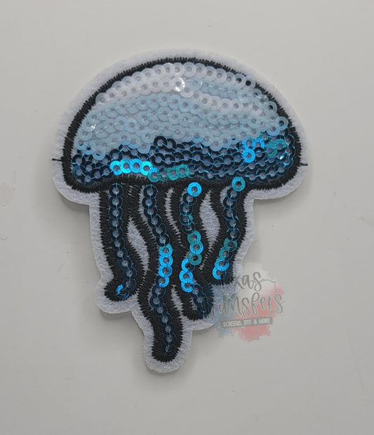 Sequin Jellyfish Iron-On PATCH - Texas Transfers and Designs