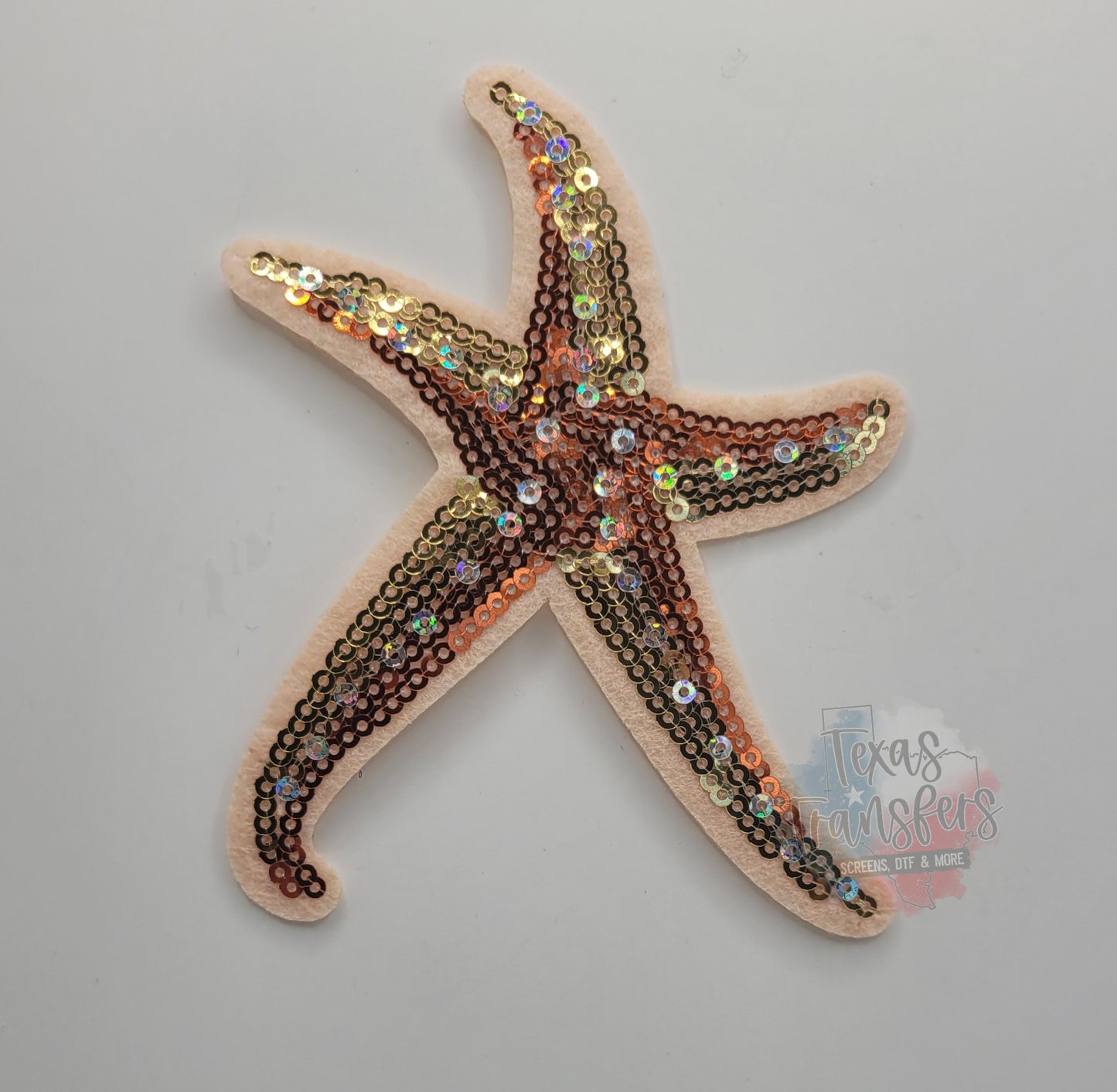 Peach Starfish Iron-On PATCH - Texas Transfers and Designs