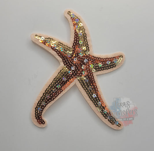 Peach Starfish Iron-On PATCH - Texas Transfers and Designs