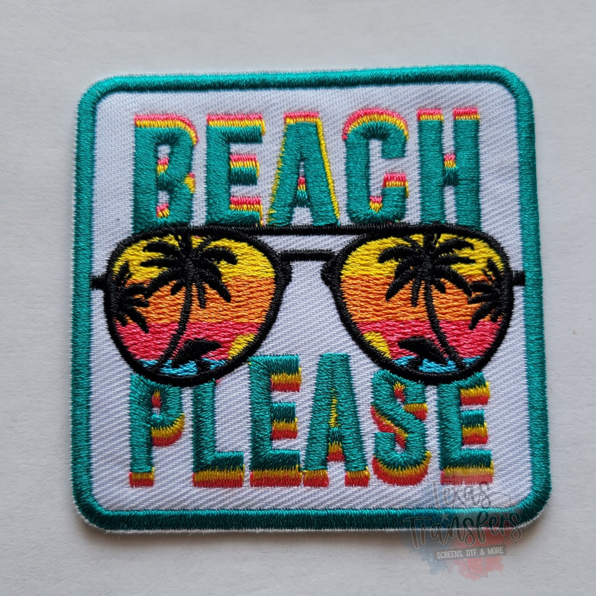 Beach Please Sunglasses Iron-On PATCH - Texas Transfers and Designs