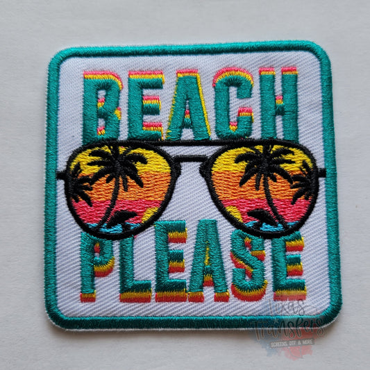 Beach Please Sunglasses Iron-On PATCH - Texas Transfers and Designs