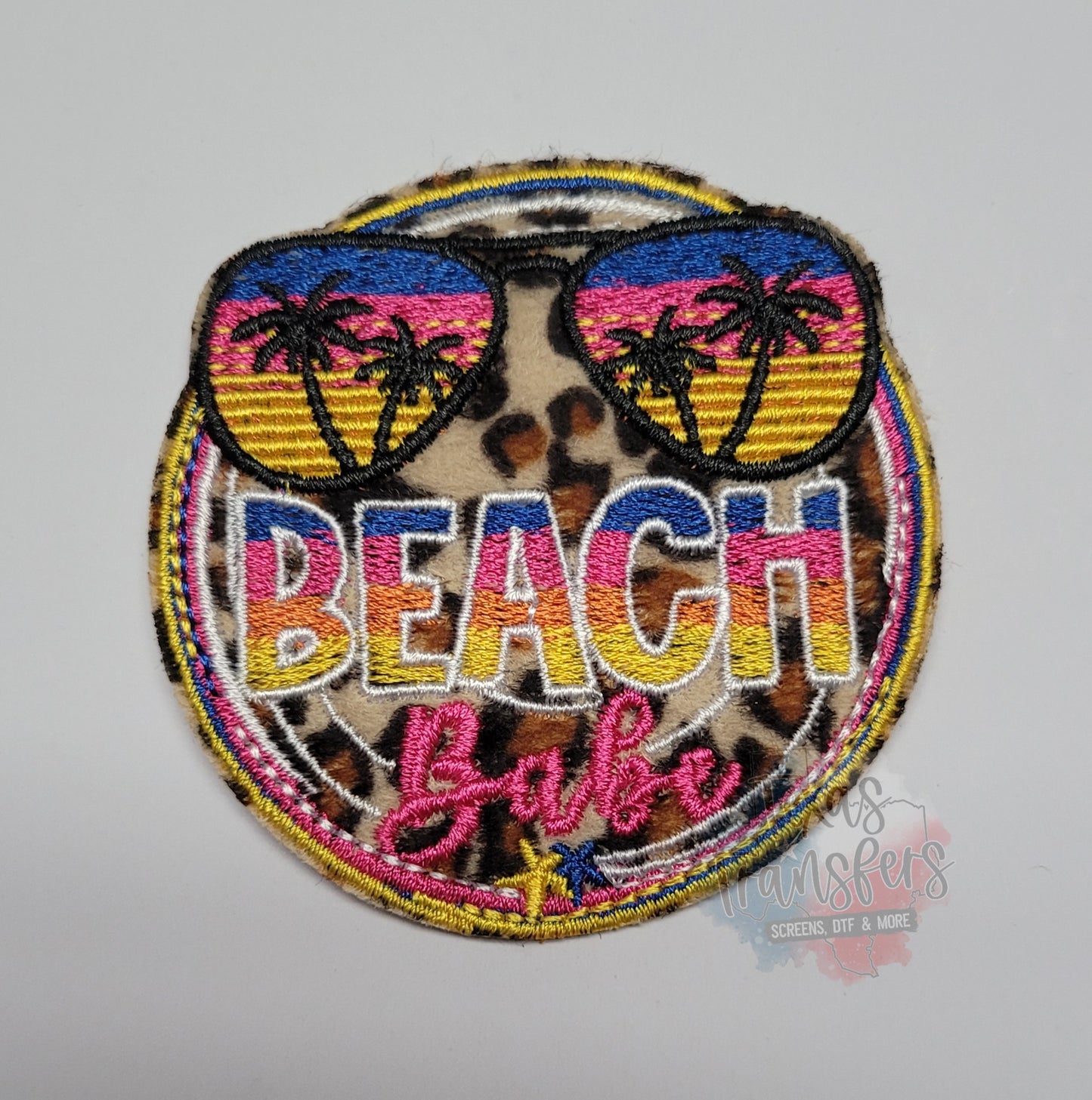 Beach Babe Leopard Sunglasses Iron-On PATCH - Texas Transfers and Designs