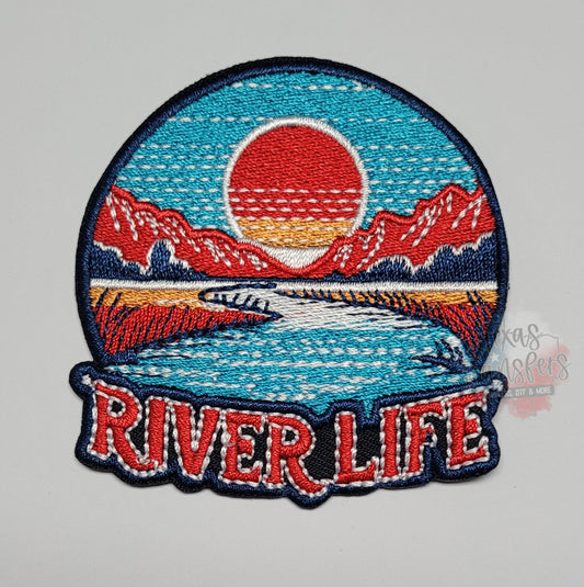 River Life Sunset Iron-On PATCH - Texas Transfers and Designs