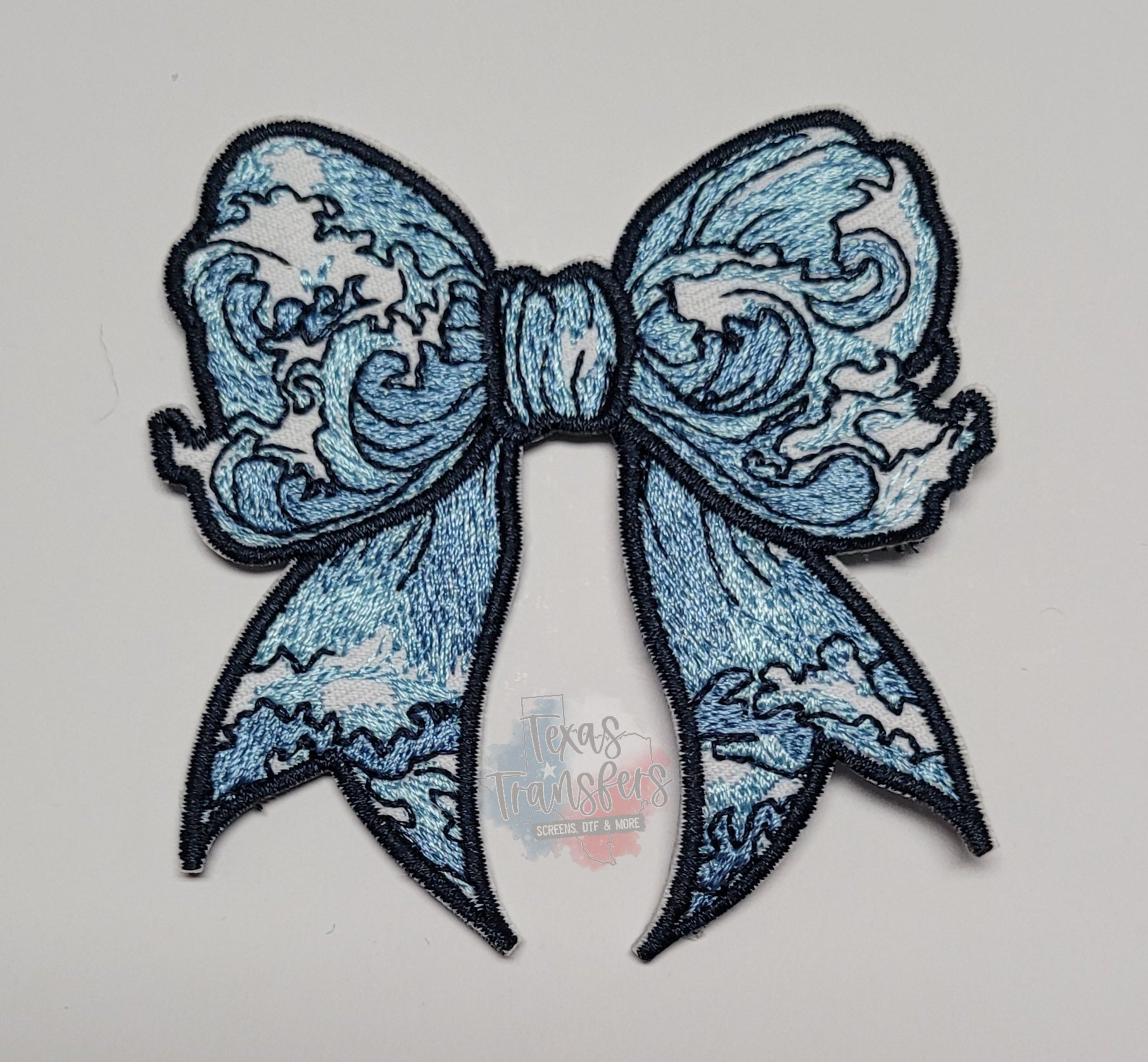 Wave Bow Iron-On PATCH - Texas Transfers and Designs