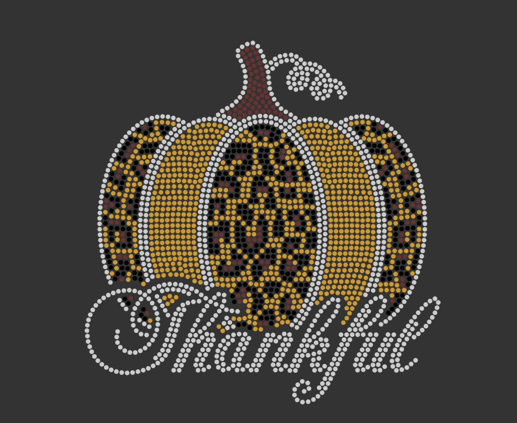 Thankful Pumpkin Spangle Transfer - Texas Transfers and Designs