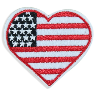 Heart American Flag Iron-On PATCH