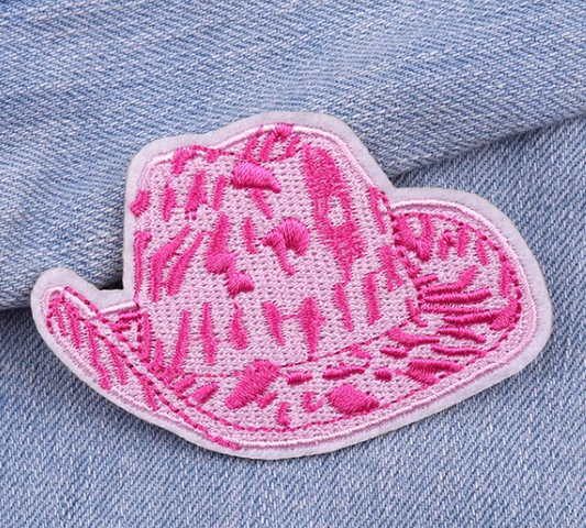 Pink Cowboy Iron-On PATCH - Texas Transfers and Designs