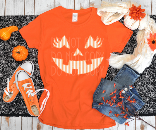 Thin Orange Striped Jack O Lantern Face DTF