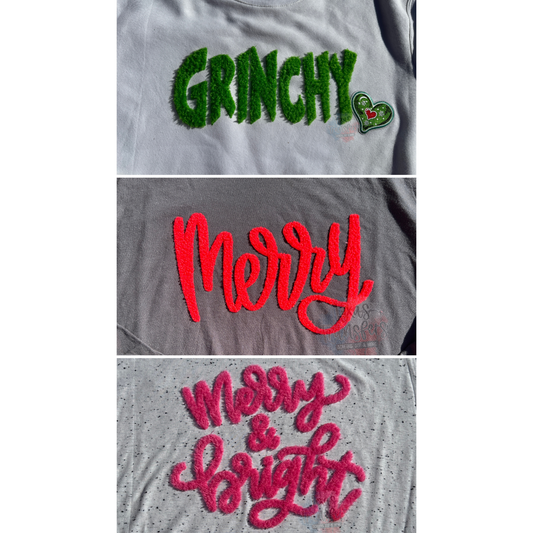 RESTOCKING 12/5 Fluffy Fuzzy XL Christmas Iron-On Patch (Multiple Options)