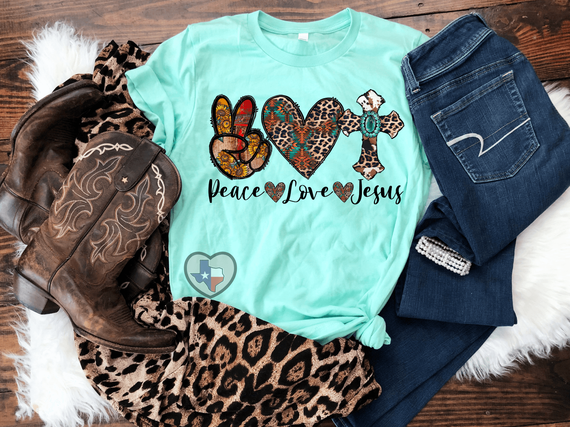 Peace Love Jesus DTF - Texas Transfers and Designs