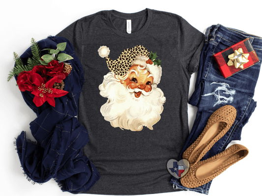 Retro Santa (Leopard Hat) DTF - Texas Transfers and Designs