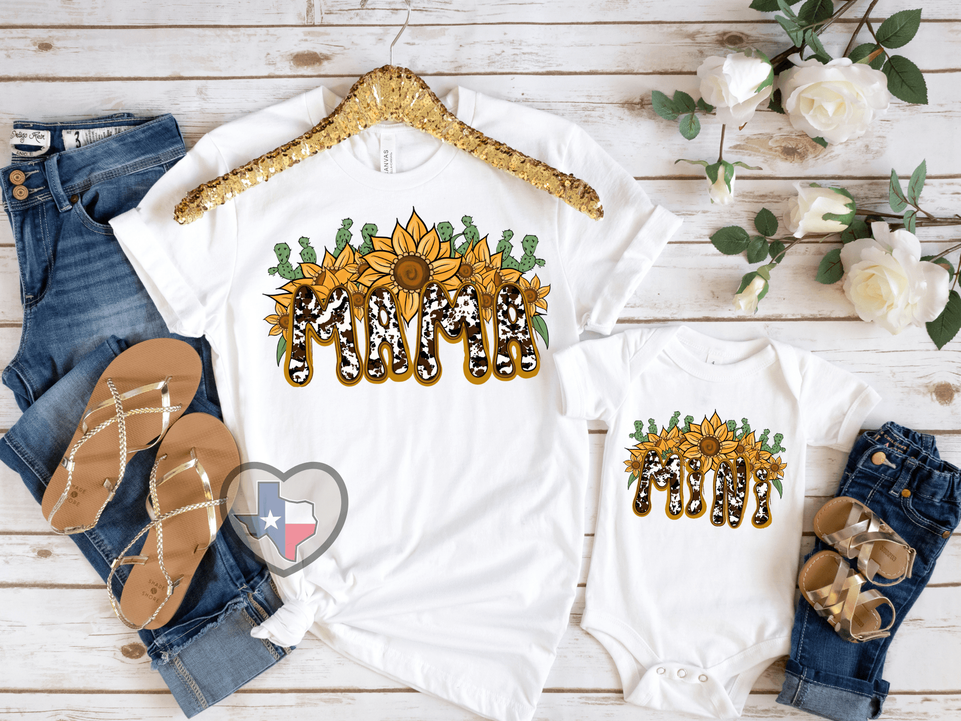 Mama Sunflower Cow Print DTF - Texas Transfers and Designs