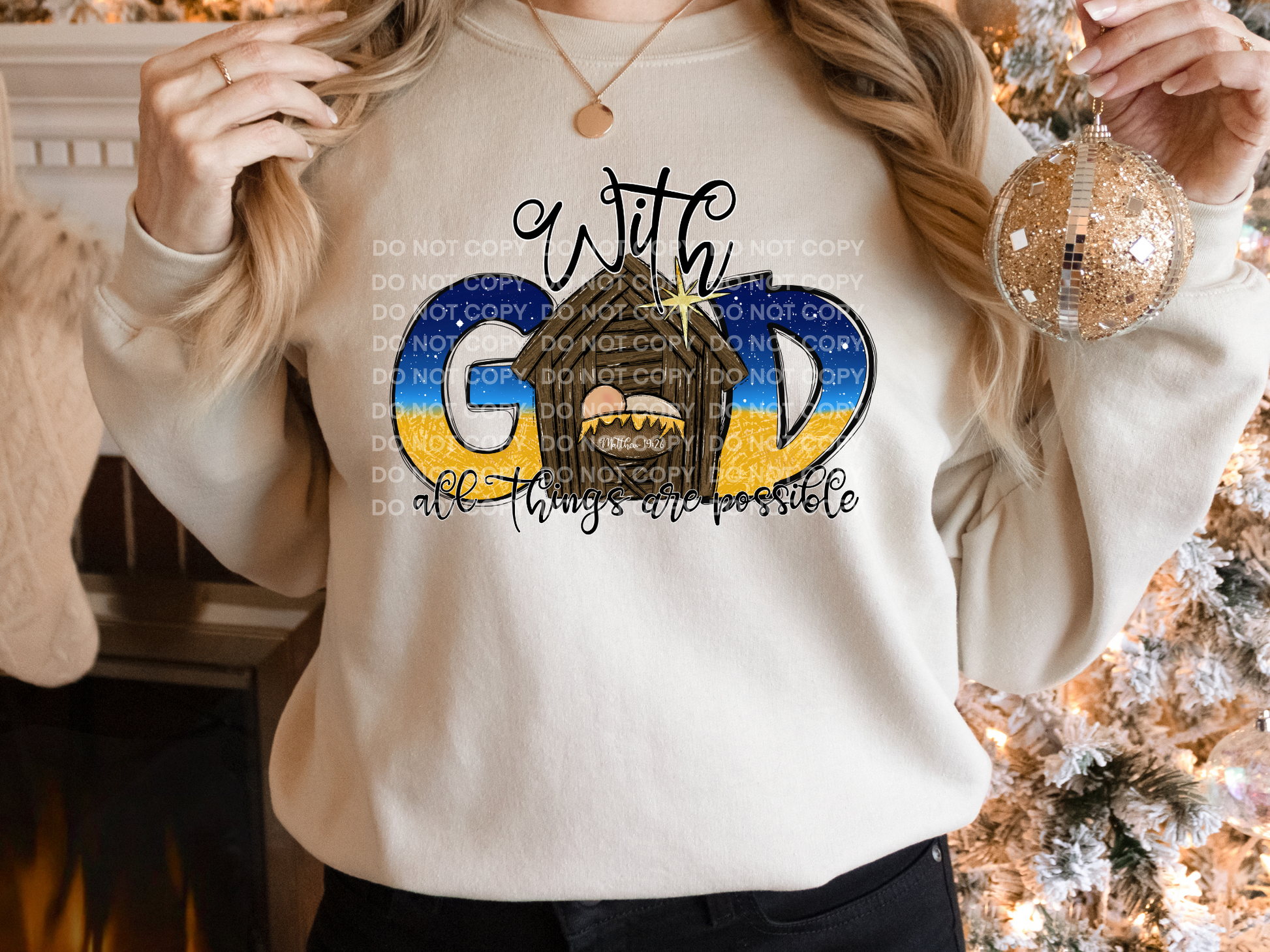 With God All Things Are Possible (Manger) DTF - Texas Transfers and Designs