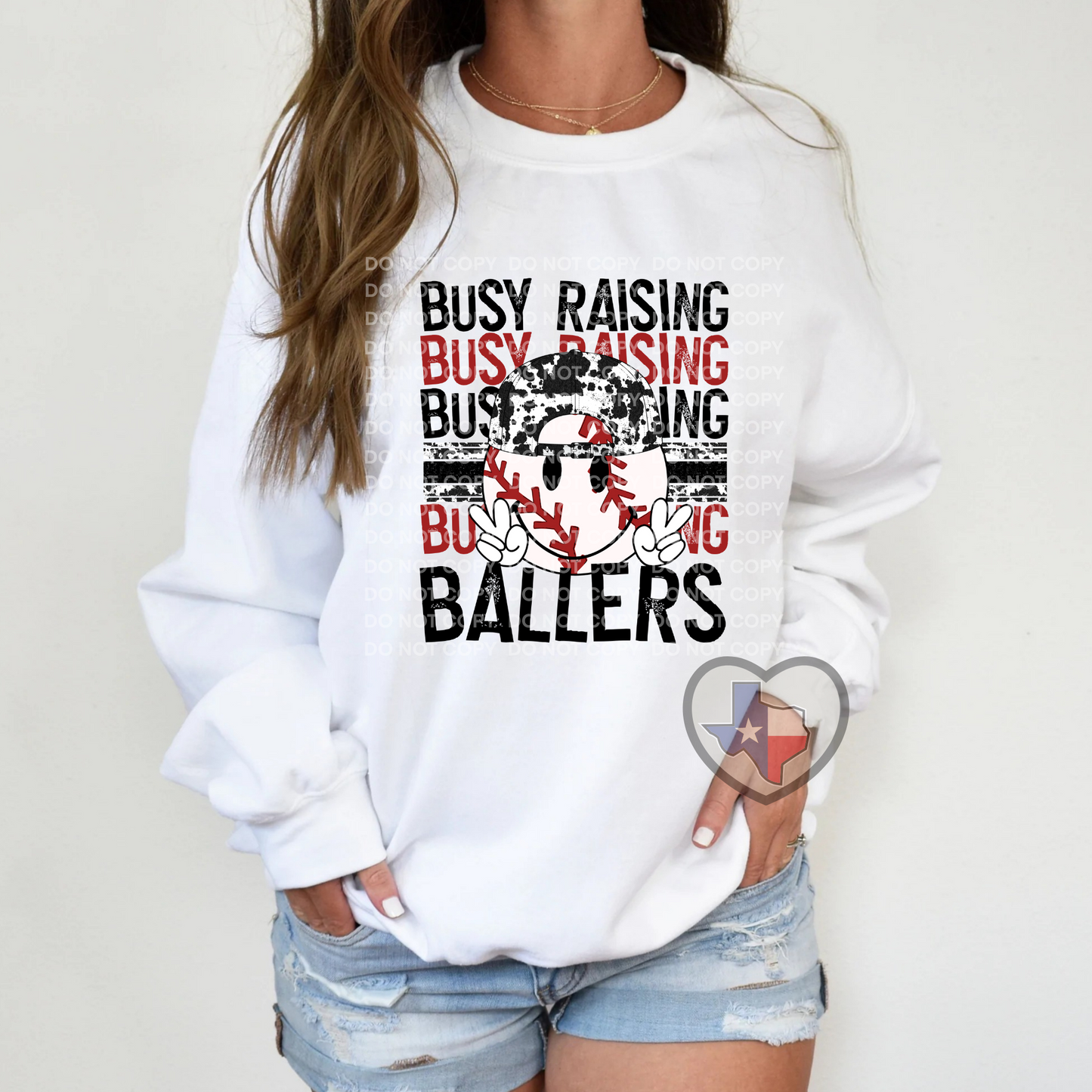 Busy Raisin' Ballers (Baseball Cowprint) DTF