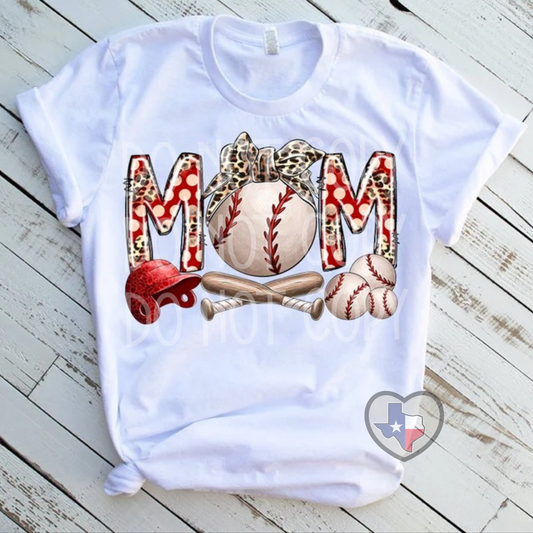 Baseball Mom (Bow) DTF - Texas Transfers and Designs