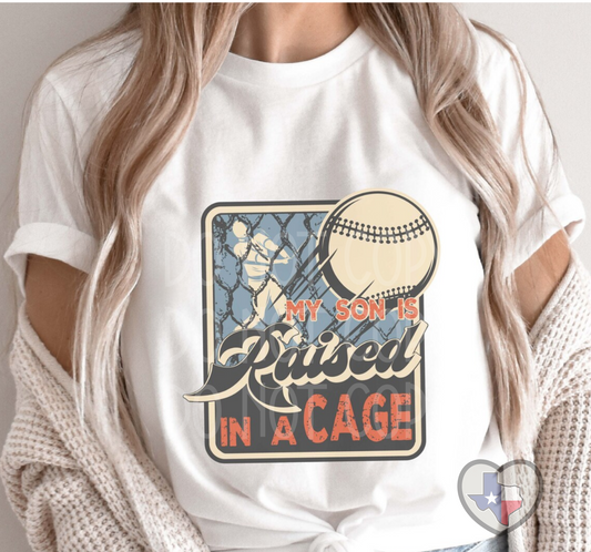 My Son is Raised in a Cage (Baseball) DTF - Texas Transfers and Designs