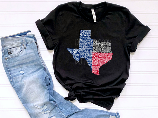 Texas Cities Flag DTF - Texas Transfers and Designs