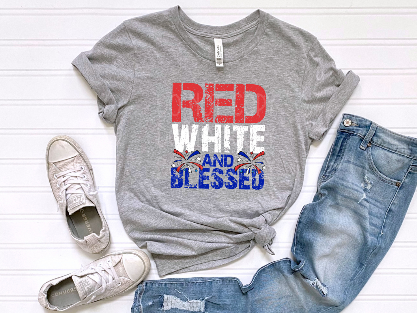 Red White and Blessed DTF - Texas Transfers and Designs