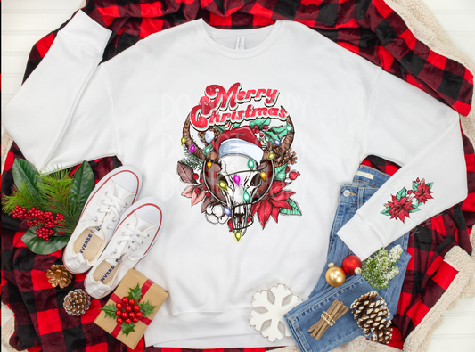 Merry Christmas Skull DTF - Texas Transfers and Designs