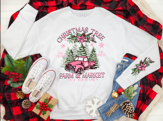 Pink Christmas Tree Farm/Market DTF - Texas Transfers and Designs