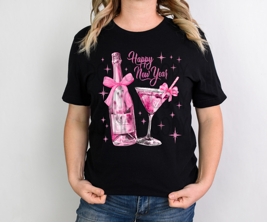 Happy New Year Pink DTF - Texas Transfers and Designs