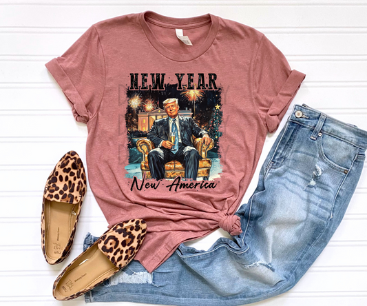 New Year New America Trump Black DTF - Texas Transfers and Designs