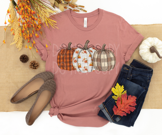 Faux Patchwork Fabric Pumpkins DTF