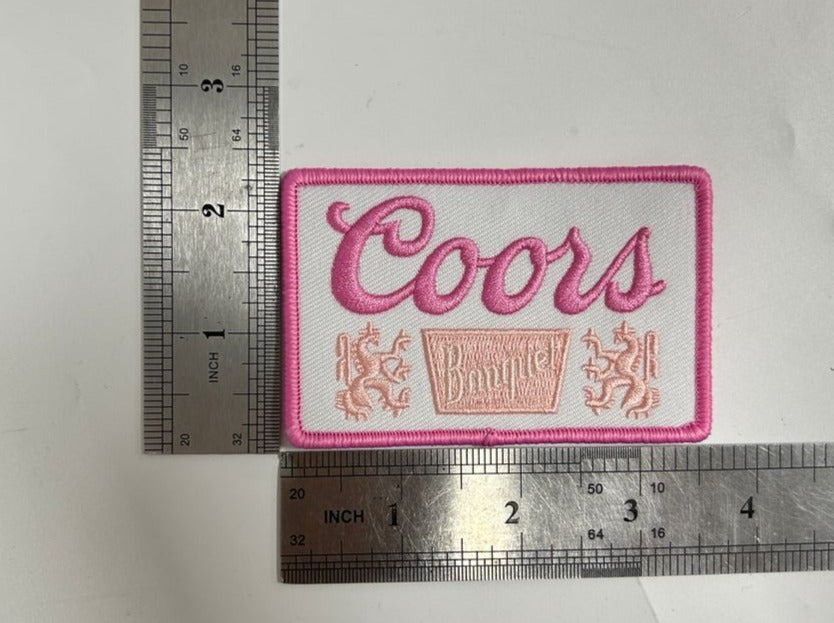 Pink Beer Girly Iron-On PATCH - Texas Transfers and Designs