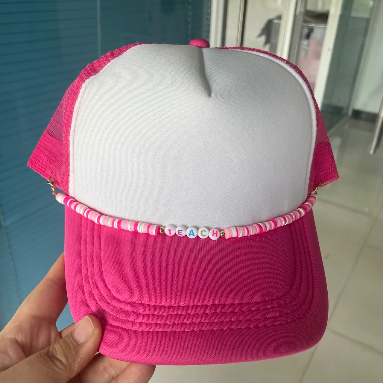 Teach/Apple Pink Hat Chains