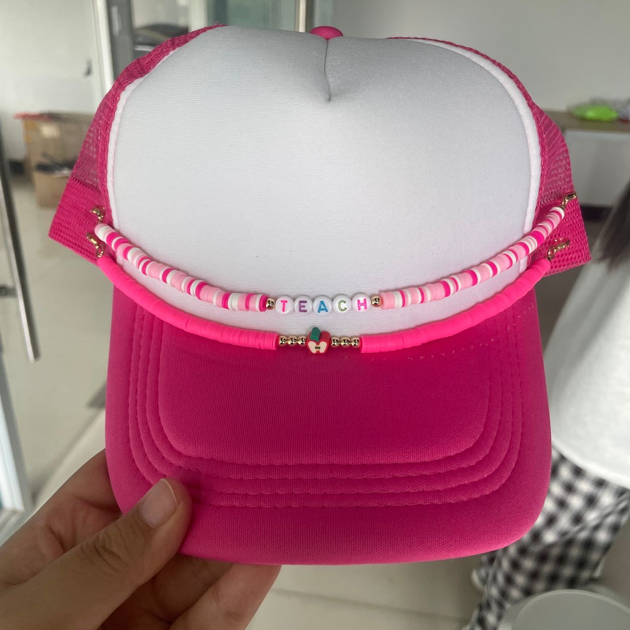 Teach/Apple Pink Hat Chains