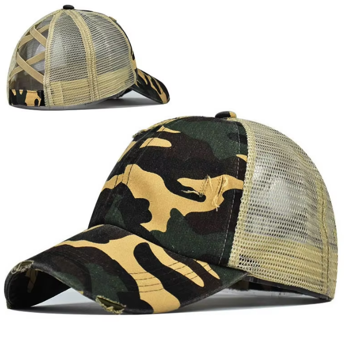Criss Cross Blank Ponytail Hat - Texas Transfers and Designs
