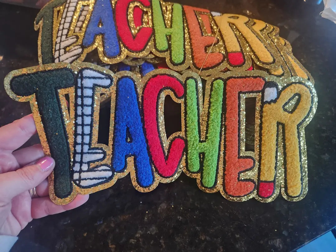 Teacher Embroidered Chenille XL Iron-On Patch - Texas Transfers and Designs