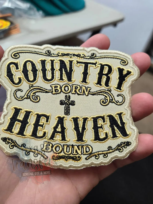 Country Born Iron-On PATCH - Texas Transfers and Designs