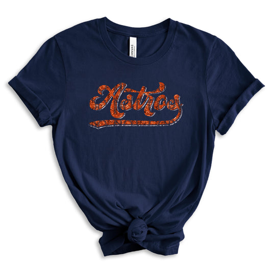 Astros Script Faux Glitter DTF - Texas Transfers and Designs