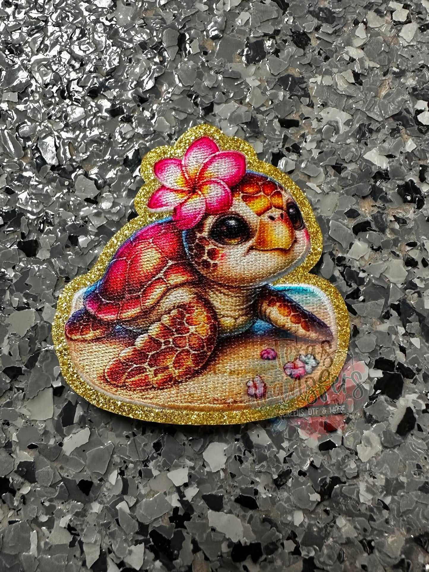 Turtle Glitter Iron-On PATCH