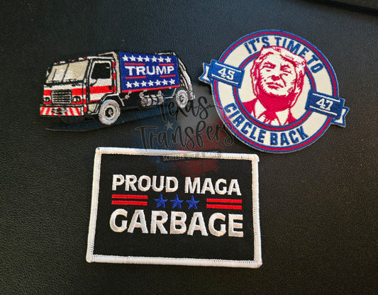 Proud MAGA Garbage/Trump Iron-On PATCH - Texas Transfers and Designs