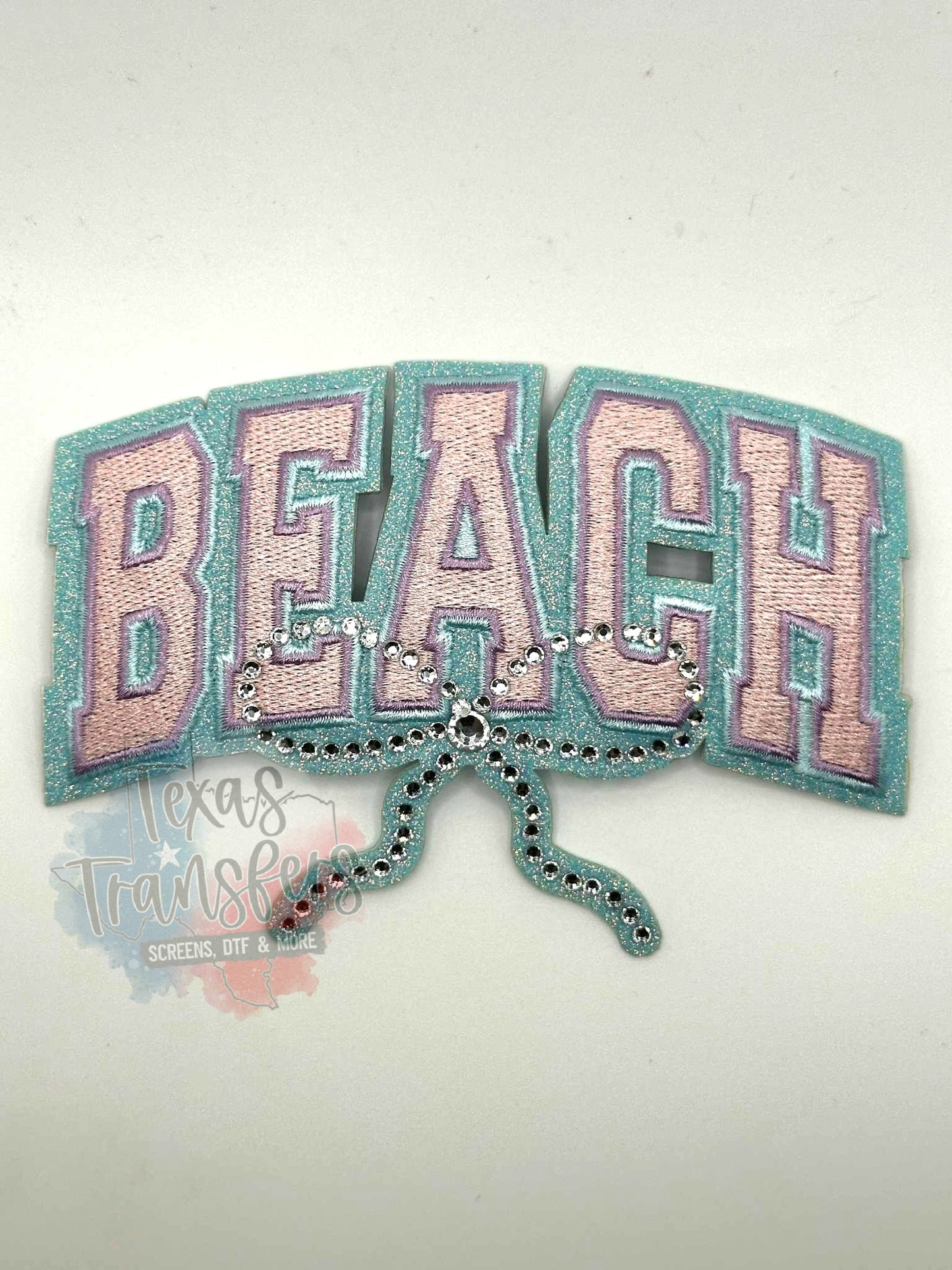 Beach Rhinestone Iron-On PATCH - Texas Transfers and Designs