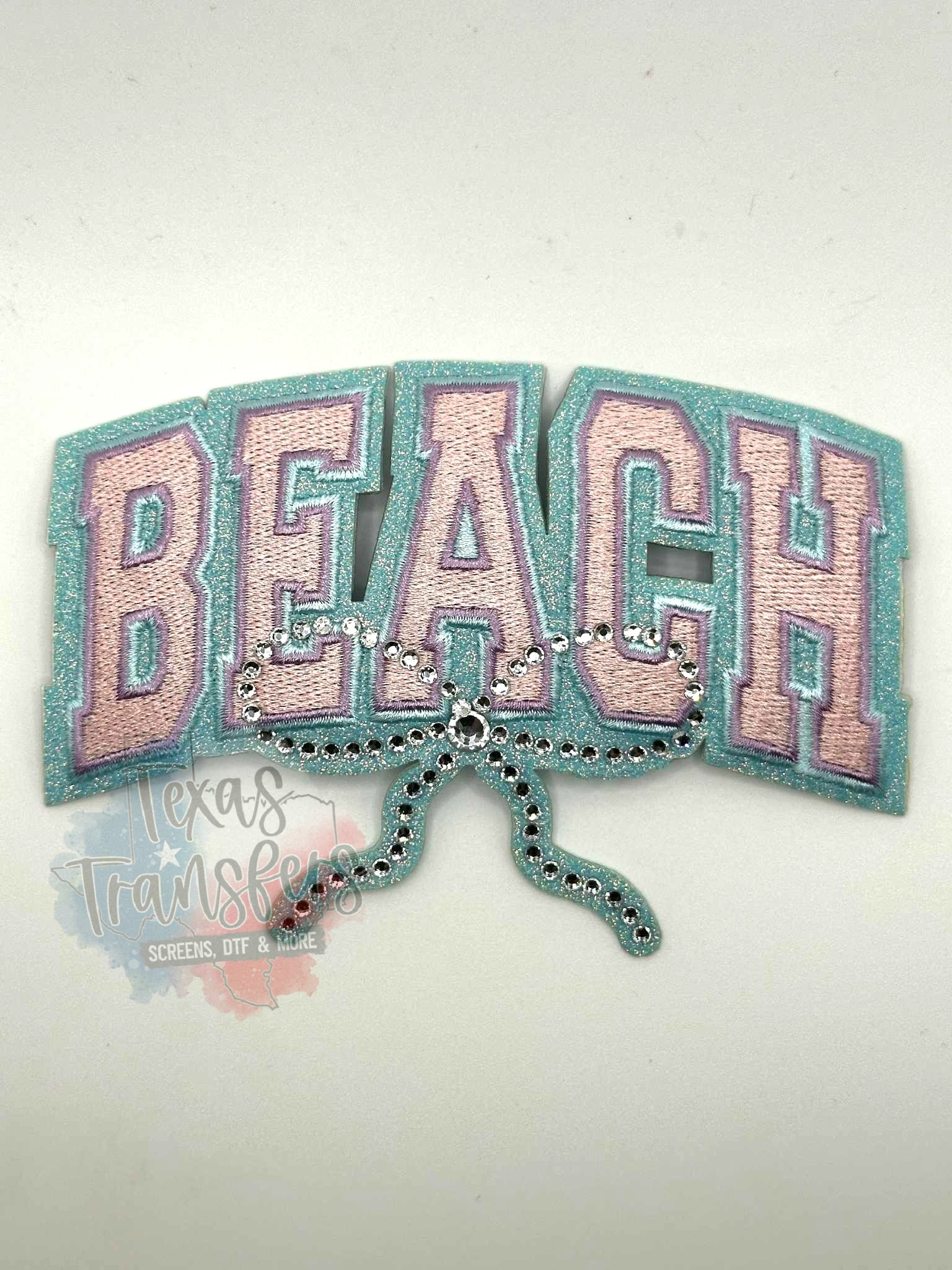 Beach Rhinestone Iron-On PATCH - Texas Transfers and Designs