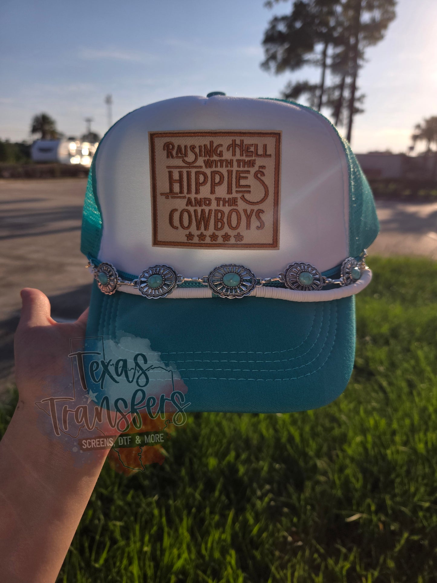 Raising Hell/Hippies and the Cowboys Iron-On PATCH - Texas Transfers and Designs