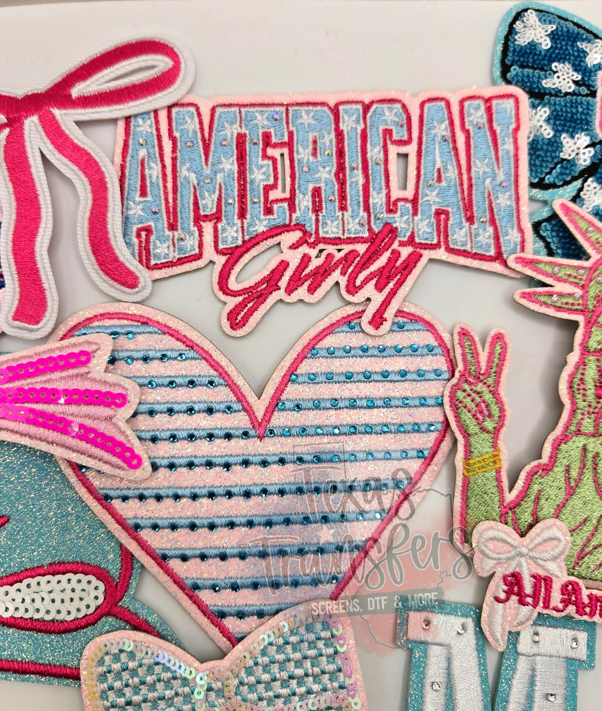 American Girly Iron-On PATCH - Texas Transfers and Designs