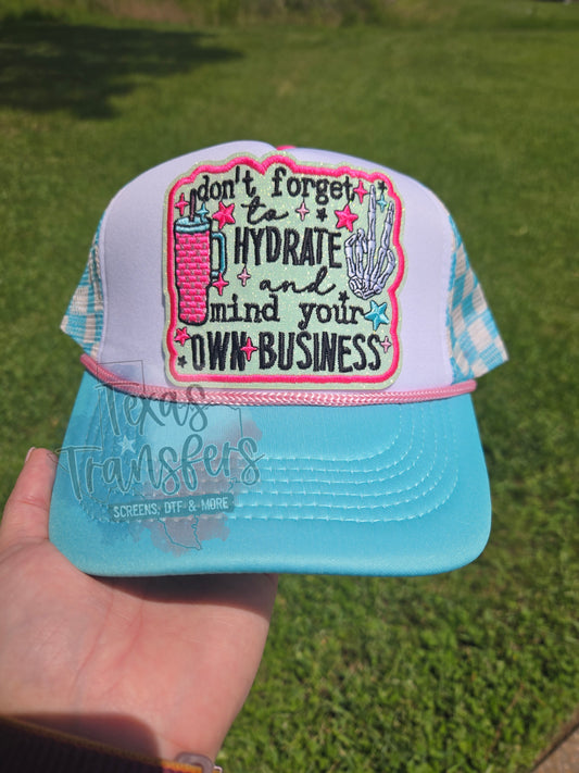 Hydrate/Mind Your Own Business Glitter Iron-On PATCH