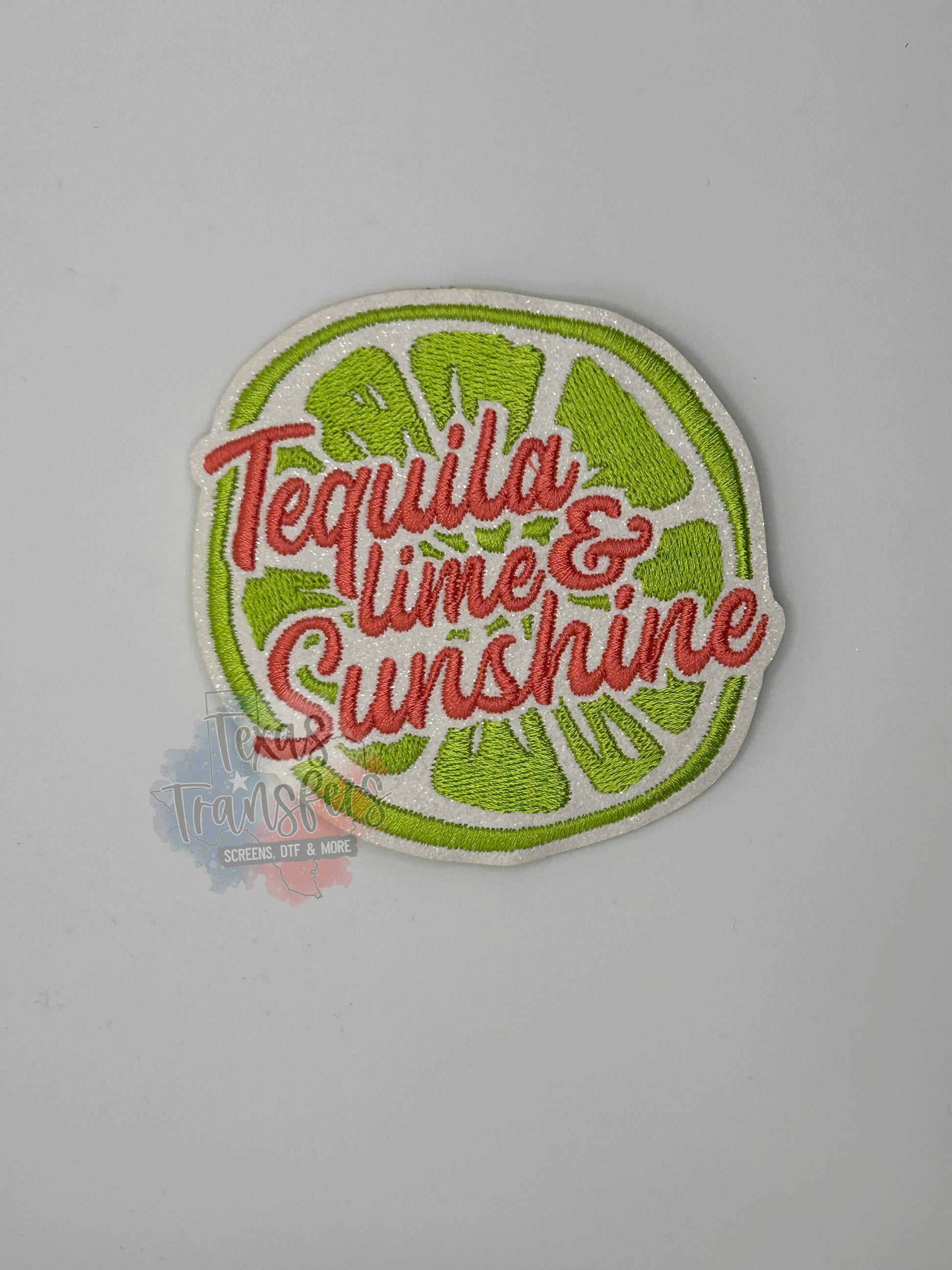 Tequila Lime Sunshine Glitter Iron-On PATCH - Texas Transfers and Designs