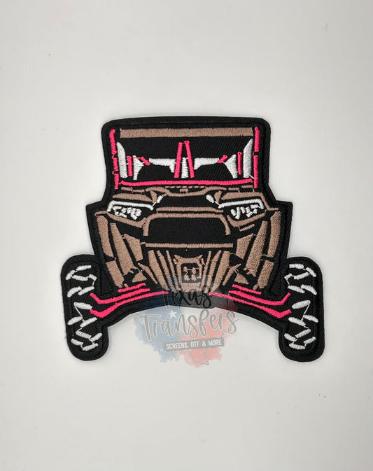 Brown/Pink SxS Side by Side Iron-On PATCH - Texas Transfers and Designs