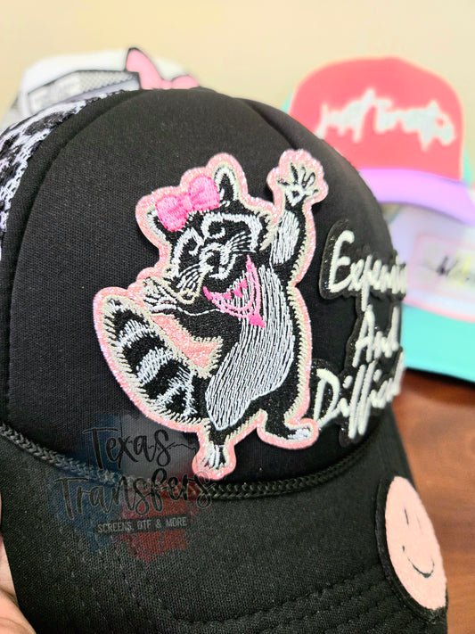 Sasscoon Raccoon Girly Iron-On PATCH - Texas Transfers and Designs