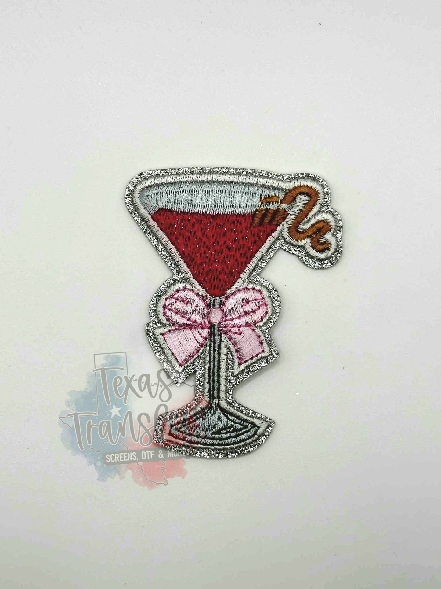 Bow/Glitter Drinks (Multiple Options) Iron-On PATCH - Texas Transfers and Designs
