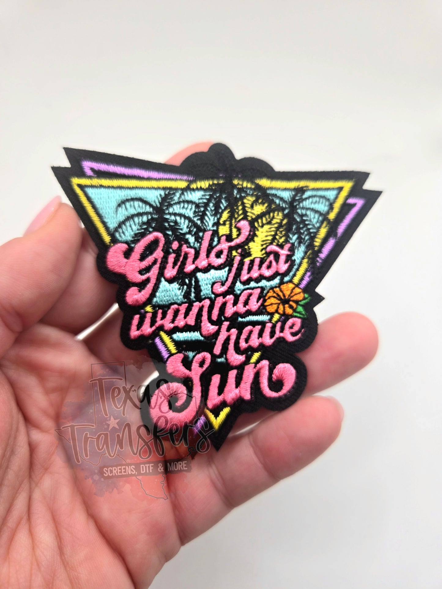 Girls Just Wanna Have Sun Iron-On PATCH - Texas Transfers and Designs