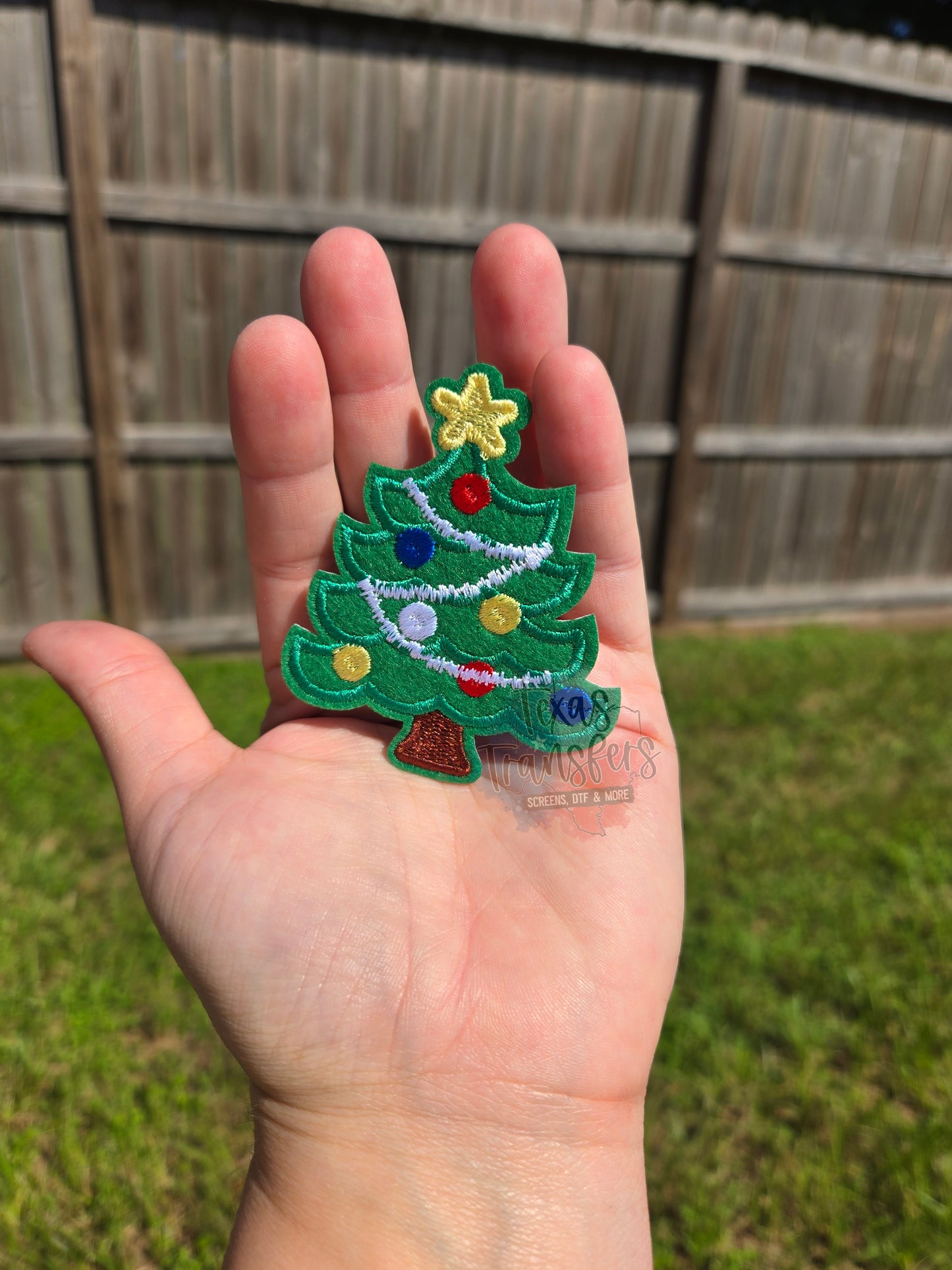 Christmas Tree Iron-On PATCH - Texas Transfers and Designs