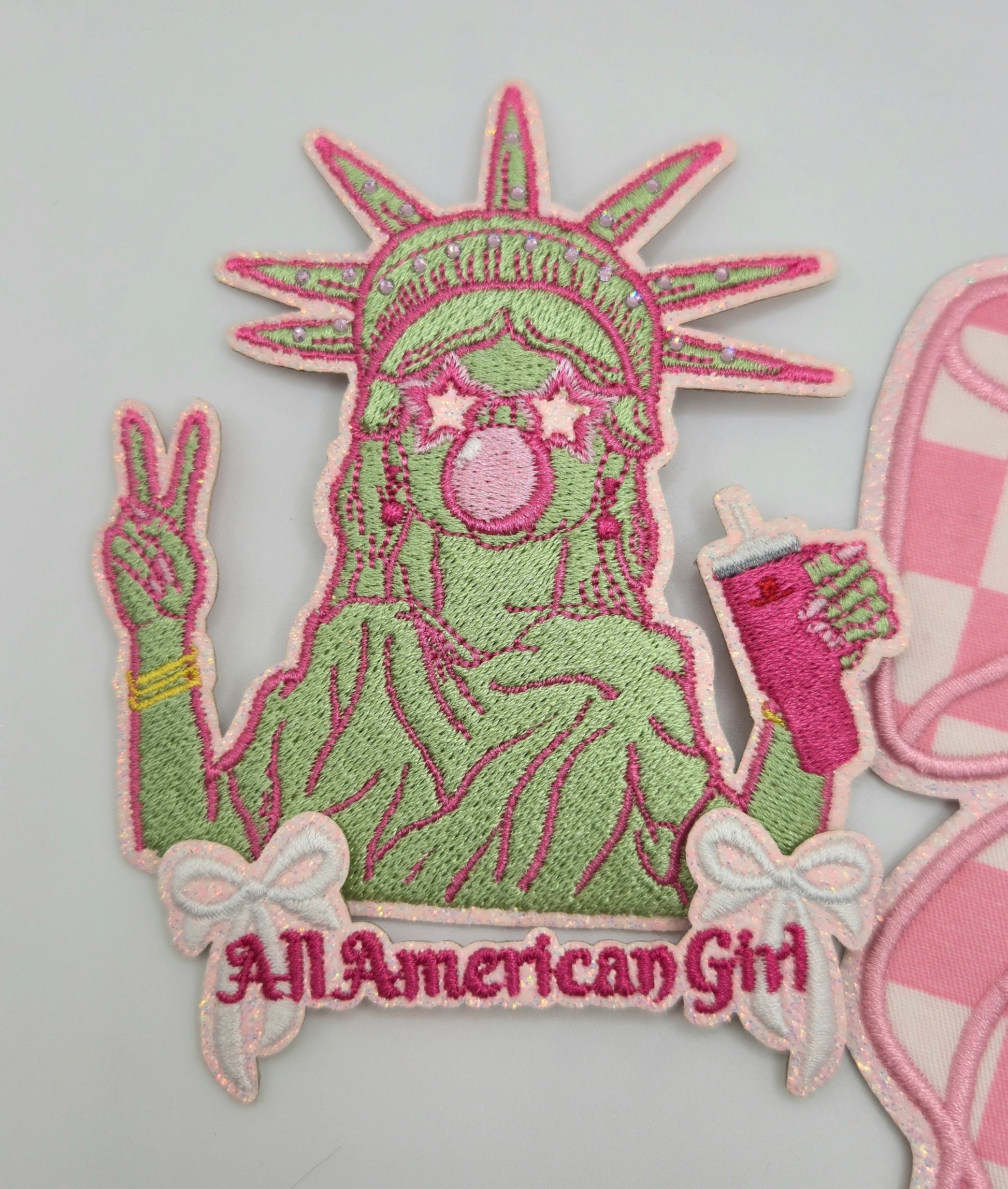 All American Girl Bows Iron-On PATCH - Texas Transfers and Designs